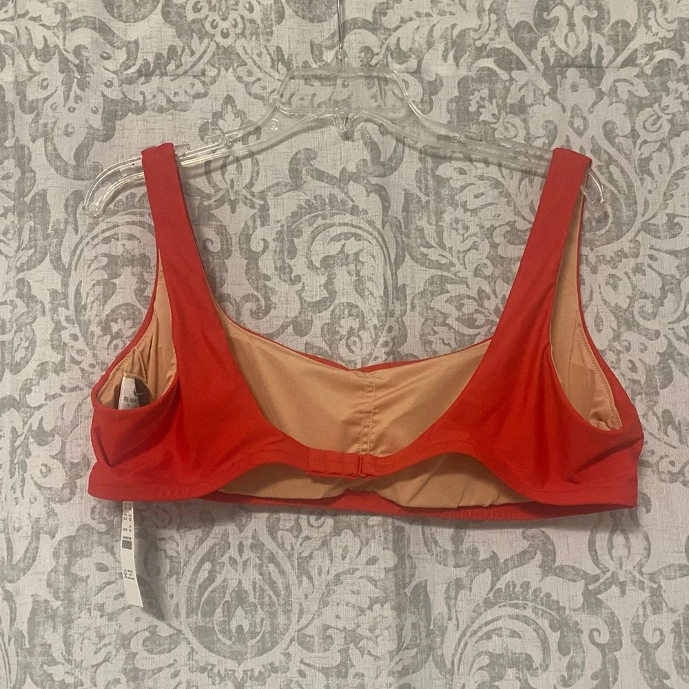 J Crew Square Neck Lightweight Classic Boho Beach Sporty Bikini Top Red …